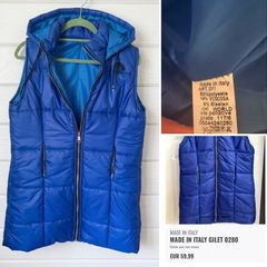 Electric blue long line Italian gilet chic warm fab funky