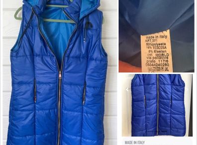 Electric blue long line Italian gilet chic warm fab funky