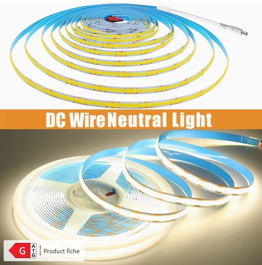 5m Self-Adhesive DC 5V Low Voltage COB LED Light Strip Self-Adhesive & Cuttable Plug & Play