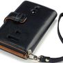 Sony Ericsson Xperia P Premium Pu Leather Wallet Case Hot Pink & Black With Floral Interior, Black With Tan Inside Image 3