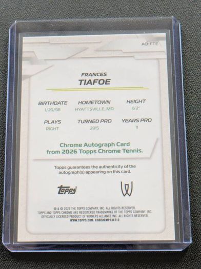 Frances Tiafoe Green Geometric Autograph Refractor 30/99 2026 Topps Chrome Tennis
