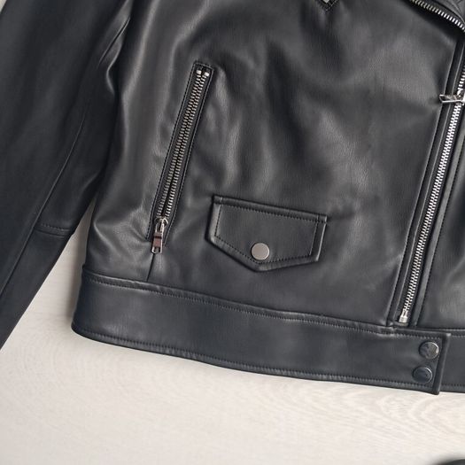 M&S Black  faux leather jacket. Size UK 10 12 M .New