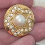 Vintage Gold Tone Clip on Pearl Earrings Image 5