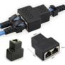 1pcs Black 1 To 2 LAN RJ45 Connector Network Cable Splitter Image 2