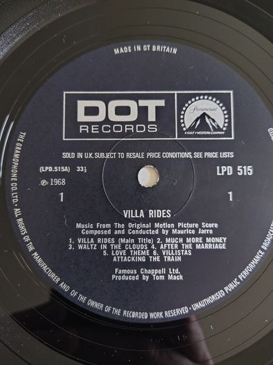 Maurice Jarre - Villa Rides! Vinyl LP (1968) UK 1st Pressing Soundtrack Score EX+