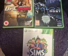 xbox 360 halo 3,sims 3 and ufc 10