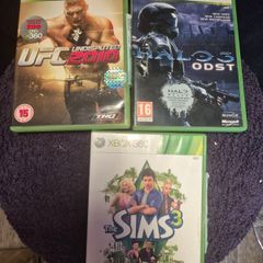 xbox 360 halo 3,sims 3 and ufc 10