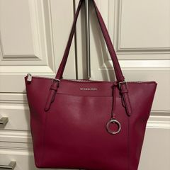 Michael Kors Jet Set Saffiano Leather Tote Bag Burgundy