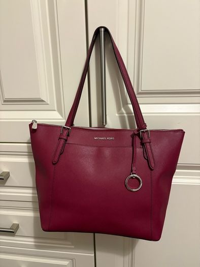 Michael Kors Jet Set Saffiano Leather Tote Bag Burgundy