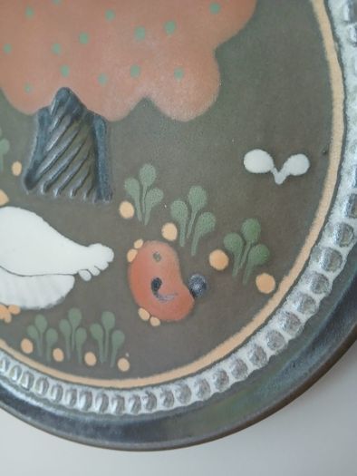 Vintage KMK Kupfermuhle Ceramic Wall Plate - Mid-Century West German Art Pottery - Bird & Tree Folk Art Decor