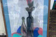 Still life chalk pastel painting framed