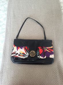 Fab Floral with Black Patent Clutch