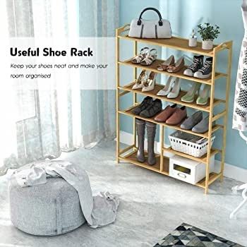 Shoe Rack, Bamboo Shoe Racks Storage, 6 Tier Shoes Shelf Organizer (FREE POSTAGE)