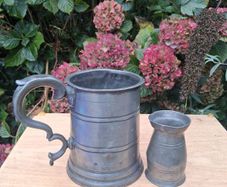 Victorian Large Pewter Tankard and Irish Pub Gill Measure