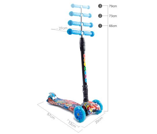 CAROMA Scooter for Kids, 3 Wheel Foldable Toddler Scooter for Boys and Girls Ages 3-12 Years Old, with 4 Height Adjustable, LED Flashing Wheels and Lean-to-Steer