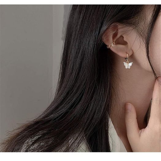 Butterfly Hoop Earrings Delicate Mother-of-Pearl Dangles
