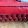 Red leather chesterfield arm chair vintage Image 8