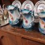Late Victorian / Edwardian Turquoise Floral Ceramic Jugs Image 2