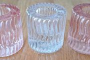 Wavy Patterned Coloured Glass Tealight Holders