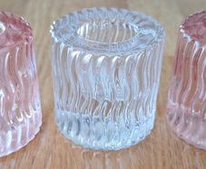 Wavy Patterned Coloured Glass Tealight Holders