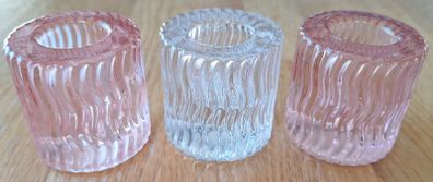 Wavy Patterned Coloured Glass Tealight Holders