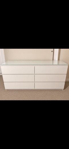 IKEA chest of drawers with glass top