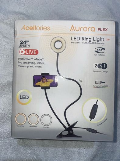 Aurora Flex LED Ring Light & Phone Holder Clip