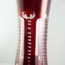 Bohemian Ruby Red Cut-to-Clear Glass Decanter. Etched Stag, Bird & Ferns. 36.5cm (14.4 inches). Ball Stopper Image 2