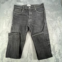 Folk Jeans Mens W36 L30 Black Grey Slim Straight Fit Selvedge Stretch Denim