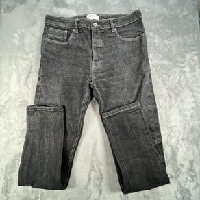 Folk Jeans Mens W36 L30 Black Grey Slim Straight Fit Selvedge Stretch Denim