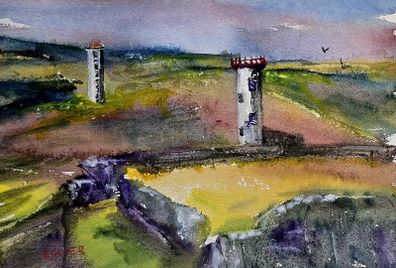 Wicklow light house watercolour