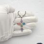 Vintage 925 Sterling Silver Multi Gemstone Cross Necklace Image 7