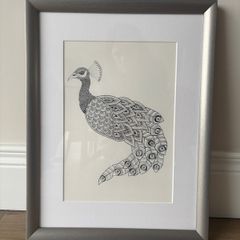Peacock print in frame