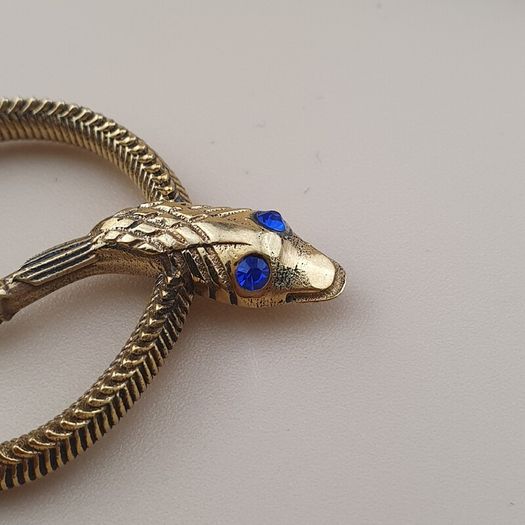 Vintage Lot of 2 Snake with Blue & Red Eyes Brass Pendant 65.5mm