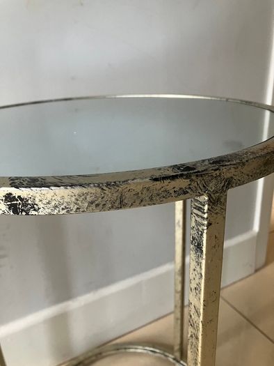 Nest of 3 Distressed Champagne Colour Mirrored Tables