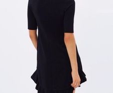 New With Tags Karen Millen Black Frill Hem Tunic Knit Mini Jumper Dress