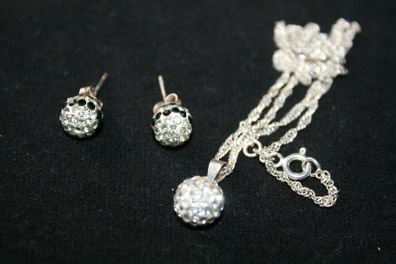 Silver 925 Earrings and a Necklace with a Pendant length 19" - 4,3g