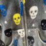 M&S fleecy cozy zipped sleepsuit grey with skulls 1-2 years Image 2