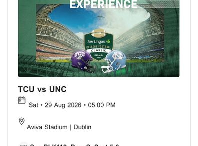 TCU vs UNC - 2 Tickets