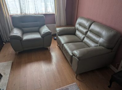 Leather 2 and 1 seater sofa