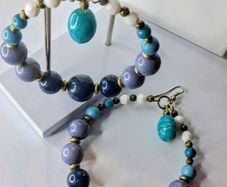 Bohemia Ombre Blue Hues Beaded Hoop Pendulum Earrings