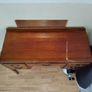 Vintage Solid Wood Writing Desk with Brass Handles 5 Drawers Image 5