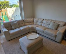 L Shape Cream Leather Couch