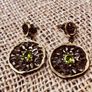 Simple Dangle Earrings for Women Black Gold Filled Tungsten Green Cubic Zirconia Vintage Drops Image 2