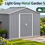 Metal Garden Shed 9x6 Outdoor Storage Tool Shed with Sliding Doors Light Grey Image 2
