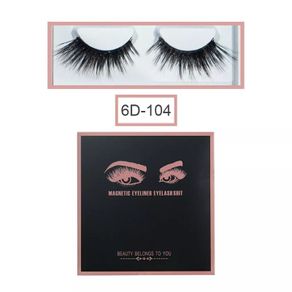 Magnetic Eyelashes with Magnetic Eyeliner and Tweezer - 3 Pair Set - Long Lashes - Size 6D-104