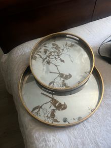 Mirrored Bird Set of Serving Trays