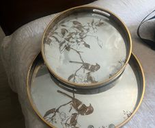 Mirrored Bird Set of Serving Trays