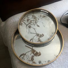 Mirrored Bird Set of Serving Trays
