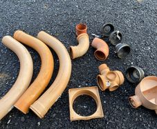 Batch of sewerage pipes, joiners and bends